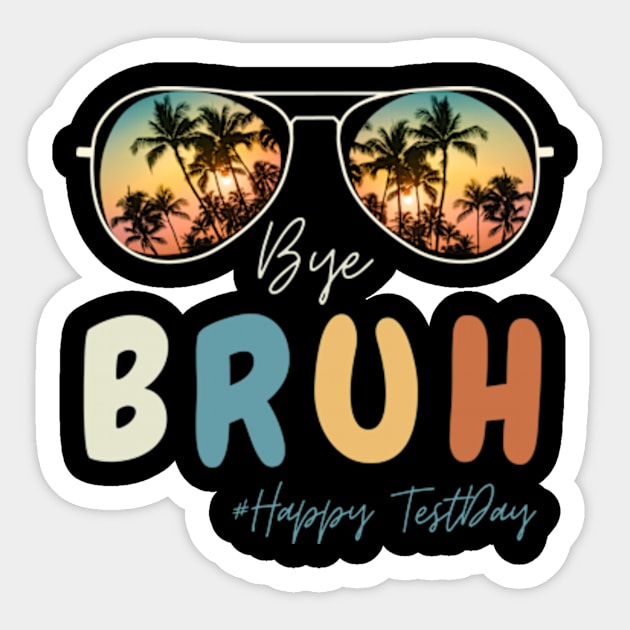 Bye Bruh We Out End Of School Retro Rainbow Sunglasses Boys T-Shirt Sticker by Surrealart